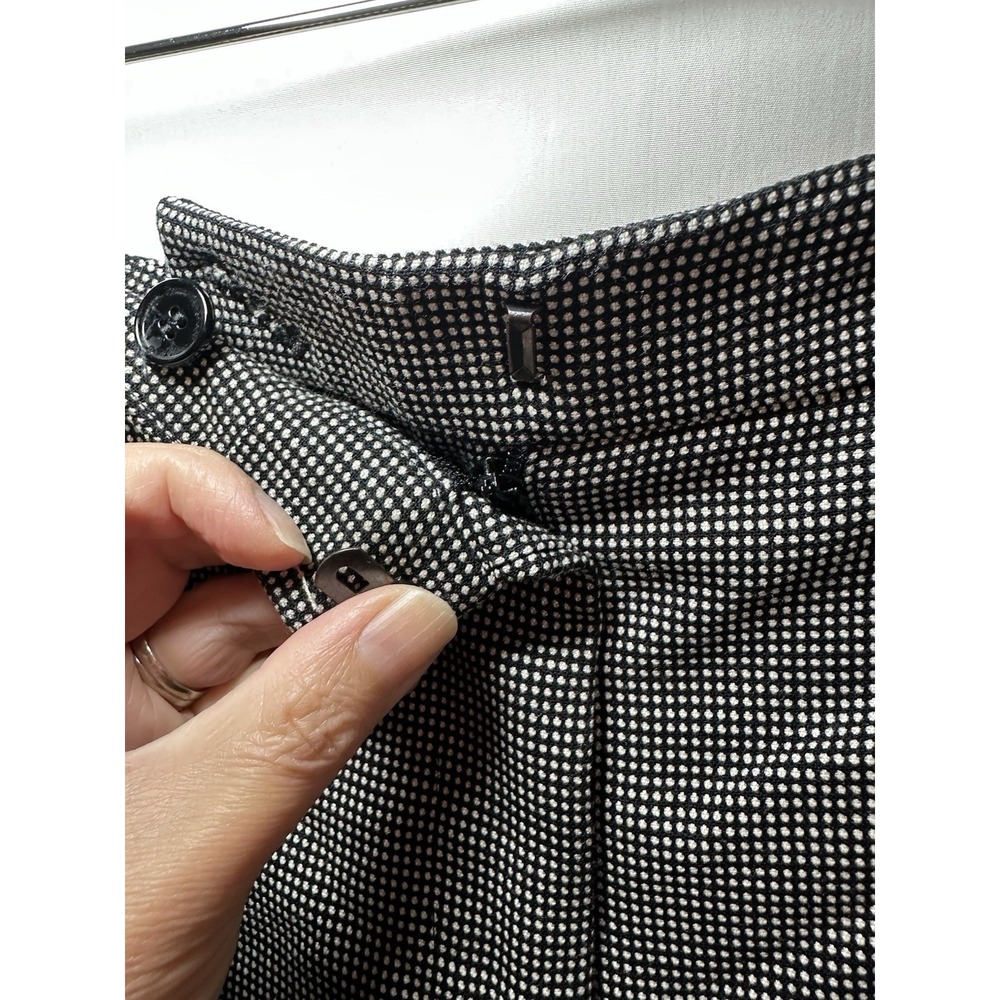 REISS Women 8 Black White Check Neela Trouser Pants Pleated Academia Wool Blend - Picture 3 of 11